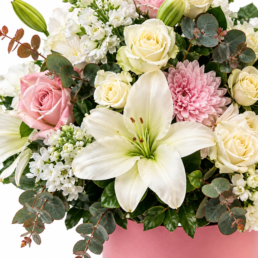 Blush Elegance flower box close-detail photo