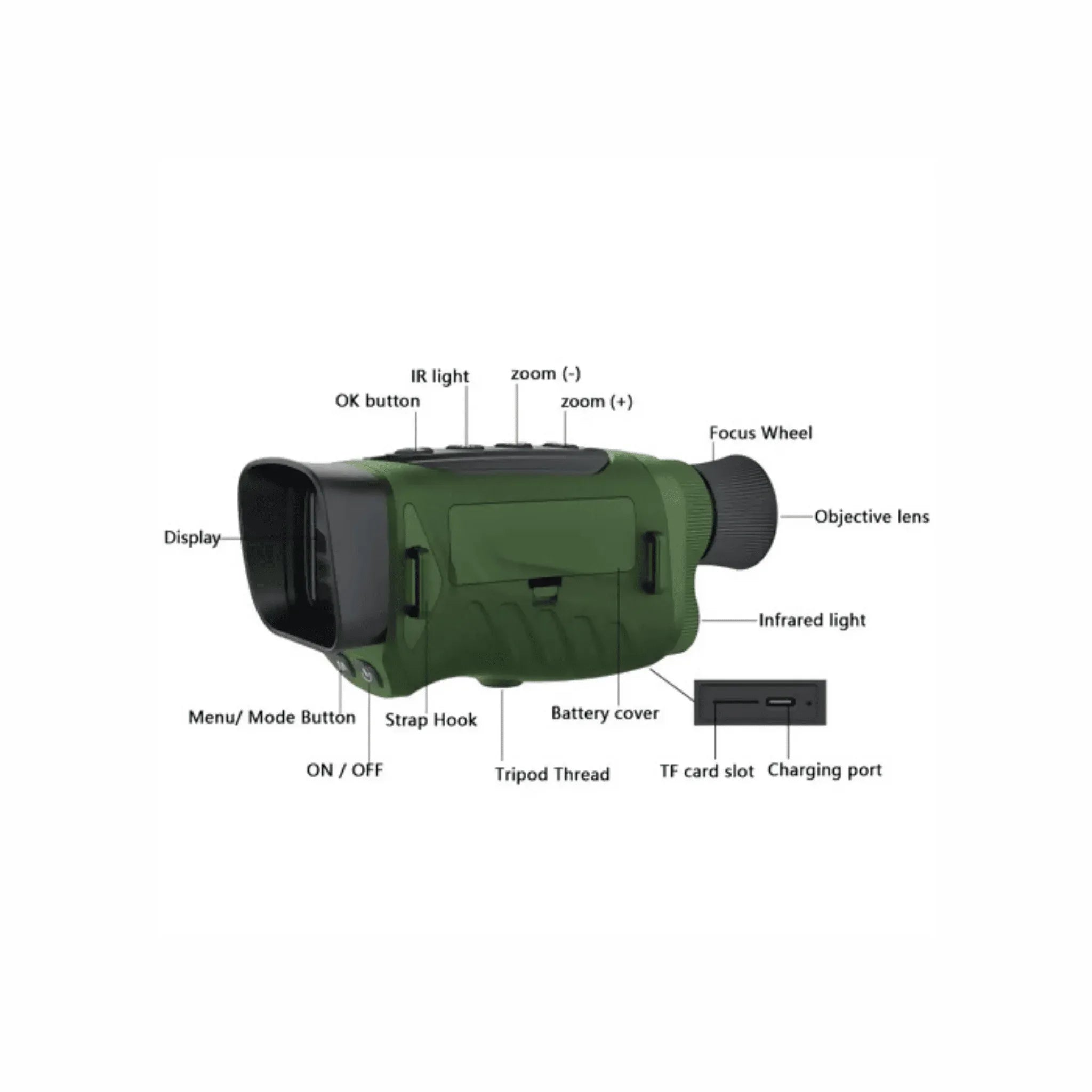 Night Vision Monocular 6X Optical Zoom - 300m Range, 1080P Recording for Hunting & Wildlife - Yalla Mart