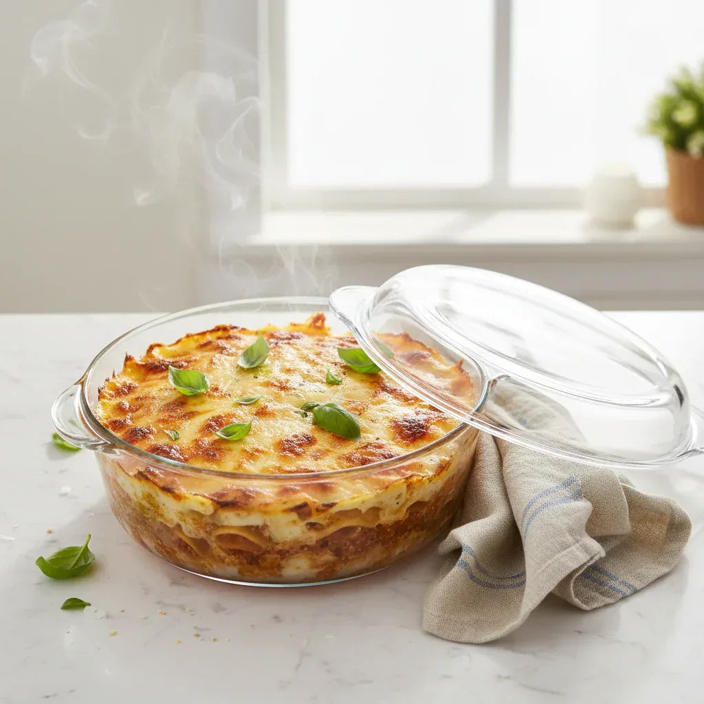 ERNESTO Glass Oven Casserole Dish with Lid - 2.2L Borosilicate - Yalla Mart