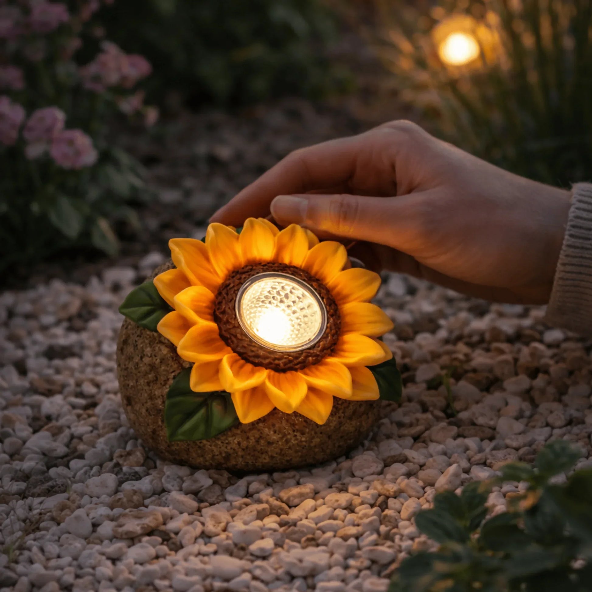 LIVARNO Home Solar Garden Lamp - Sunflower Design LED Outdoor Light - Yalla Mart