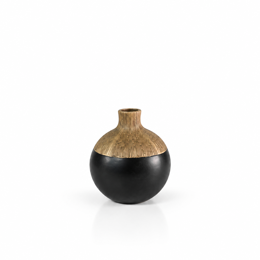 Exact black and gold round vase without stems