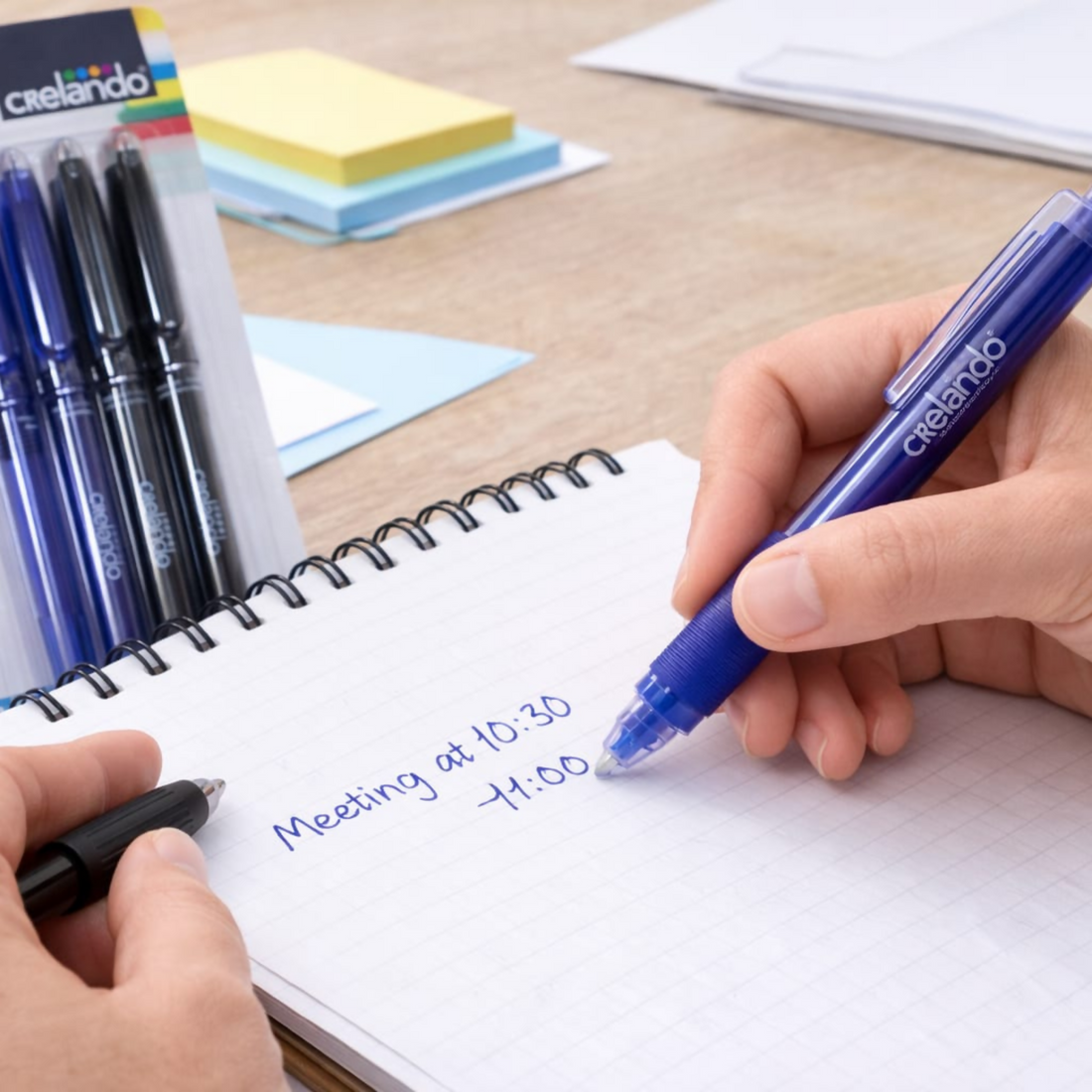 Crelando Erasable Gel Pens – Pack of 4 (2 Blue & 2 Black)