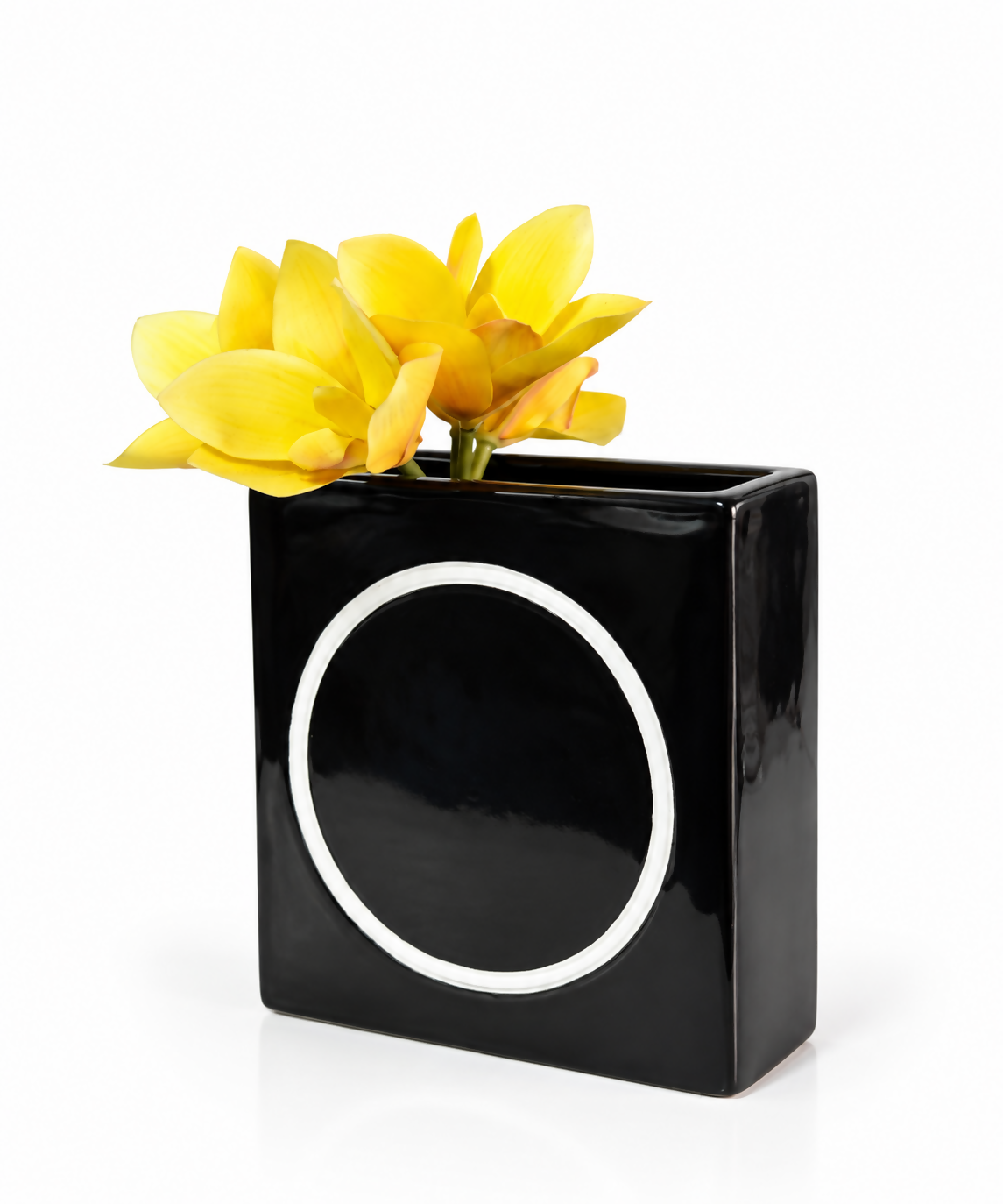 Modern Black Square Ceramic Vase