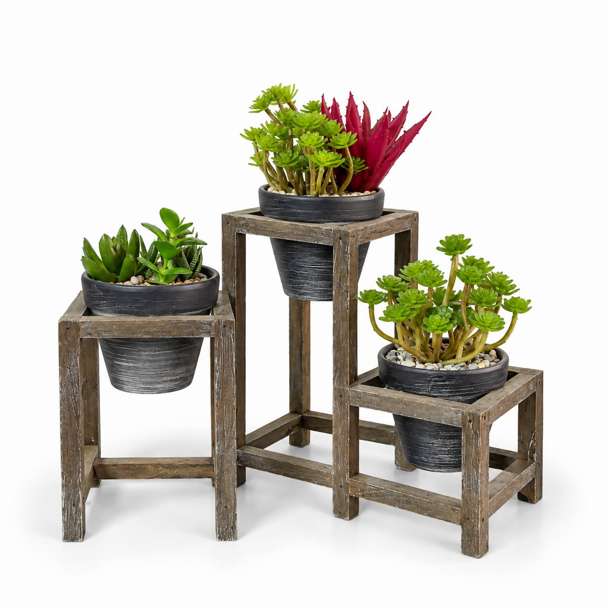 Rustic Three-Level Succulent Plant Stand
