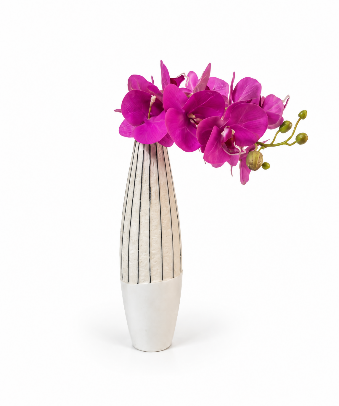 Pink Orchid Arrangement in Textured Ivory Vase