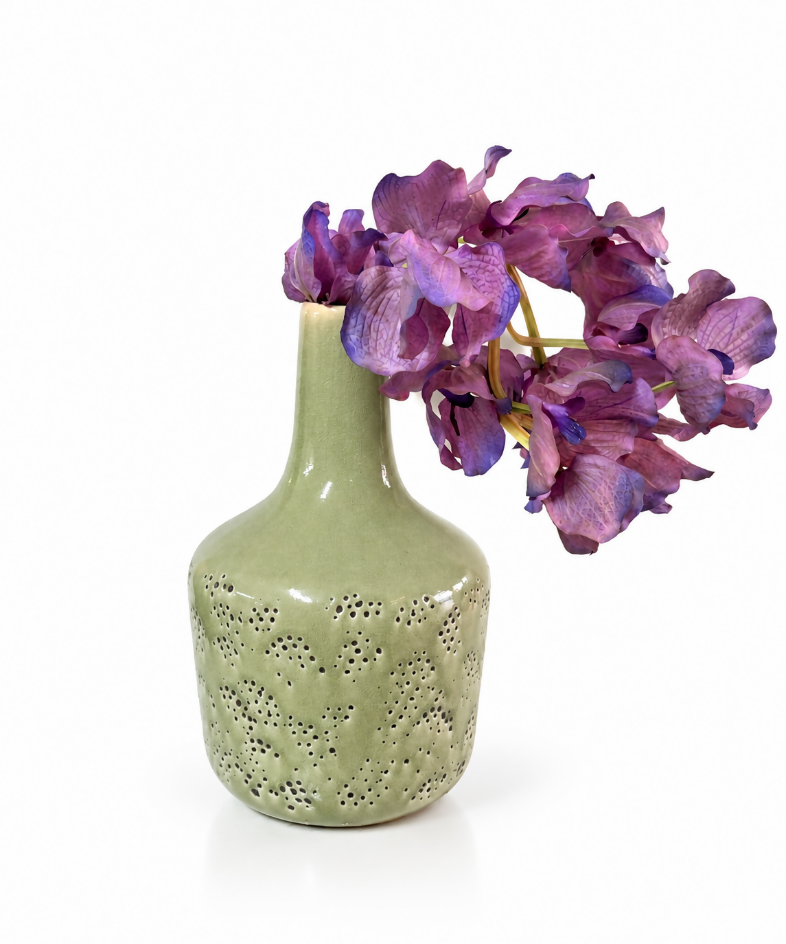 Sage Green Pierced Ceramic Vase