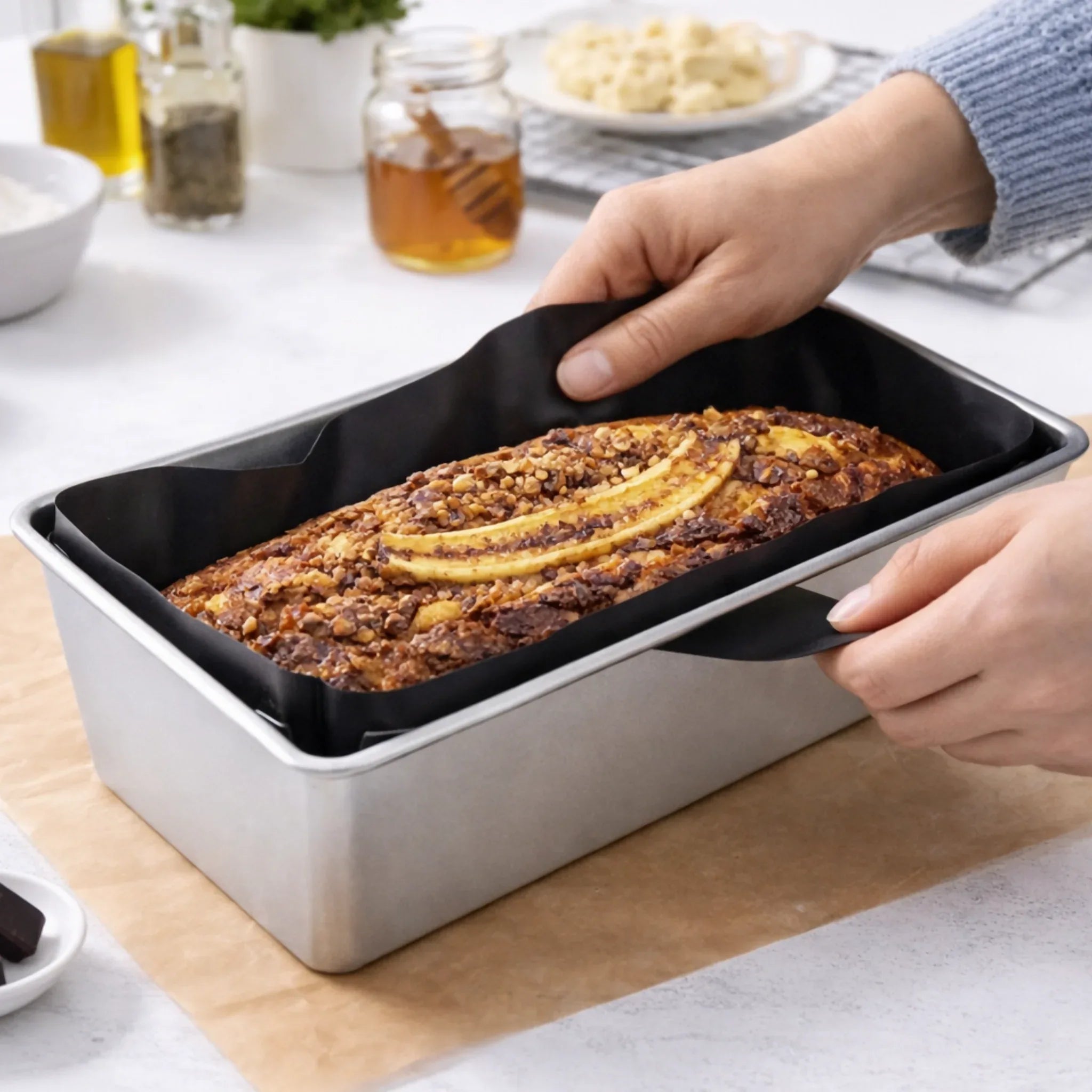 Livarno Home Reusable Silicone Baking Sheet - Adjustable 18-32cm for Loaf & Cake Tins - Yalla Mart