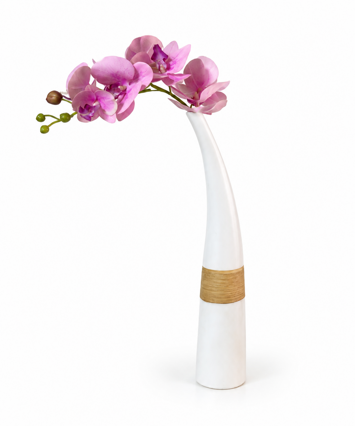 Tall Curved White Ceramic Vase
