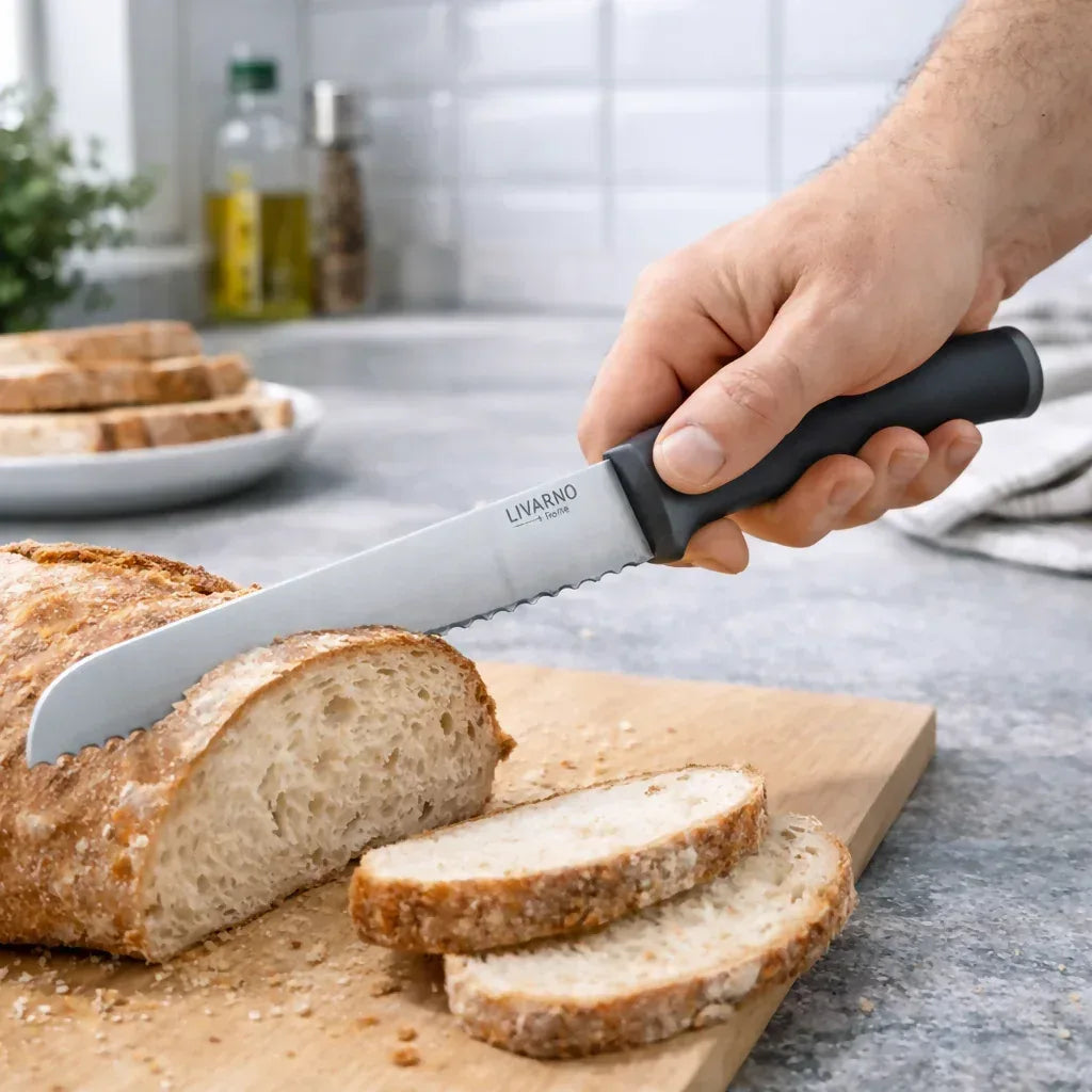 Livarno Home Bread Knife – Serrated Stainless Steel Blade - Yalla Mart