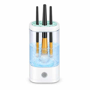 Makeup brush cleaner centered on a white background