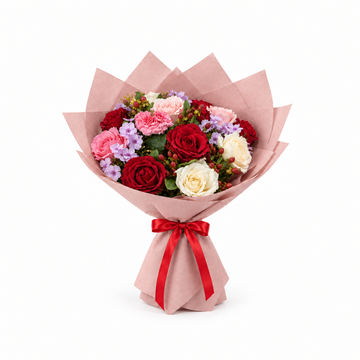 Mixed rose bouquet reduced by 10% with more white space