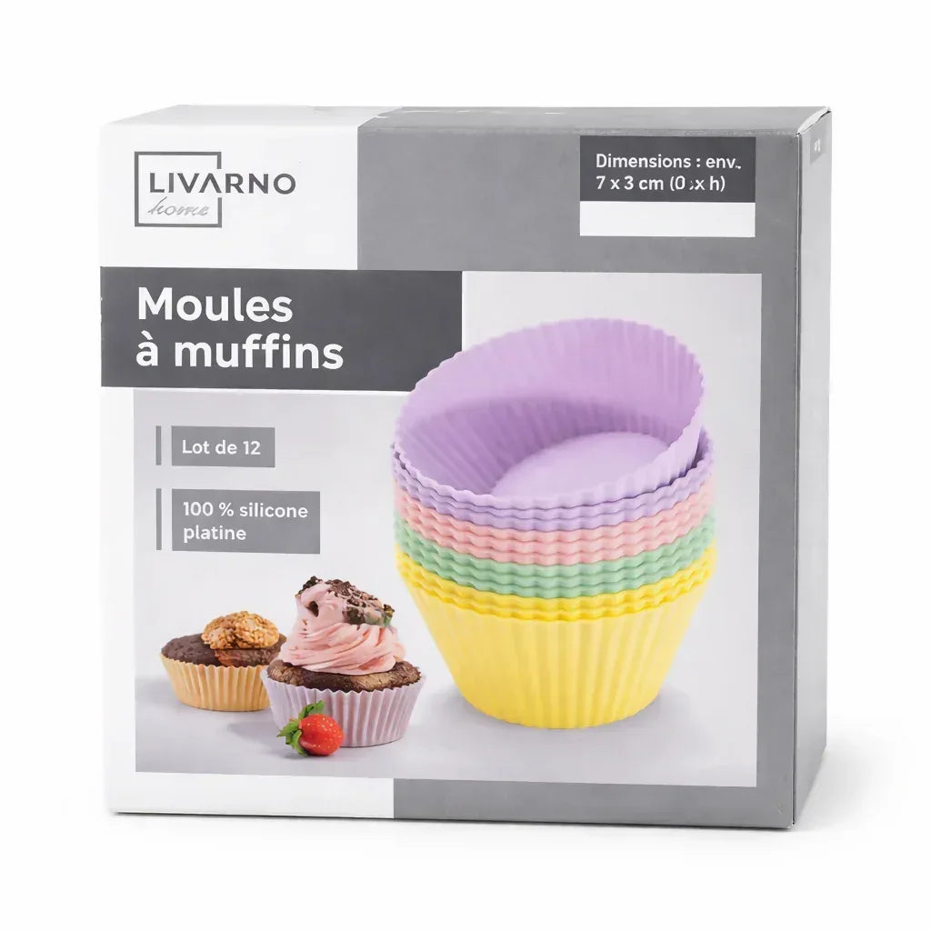 Silicone Muffin Molds – Livarno Home (Set of 12) - Yalla Mart