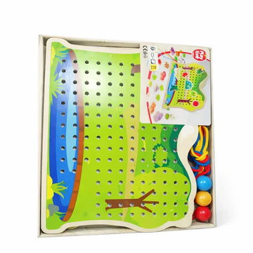 Kids Wooden Threading Peg Board – Educational Toy - Yalla Mart