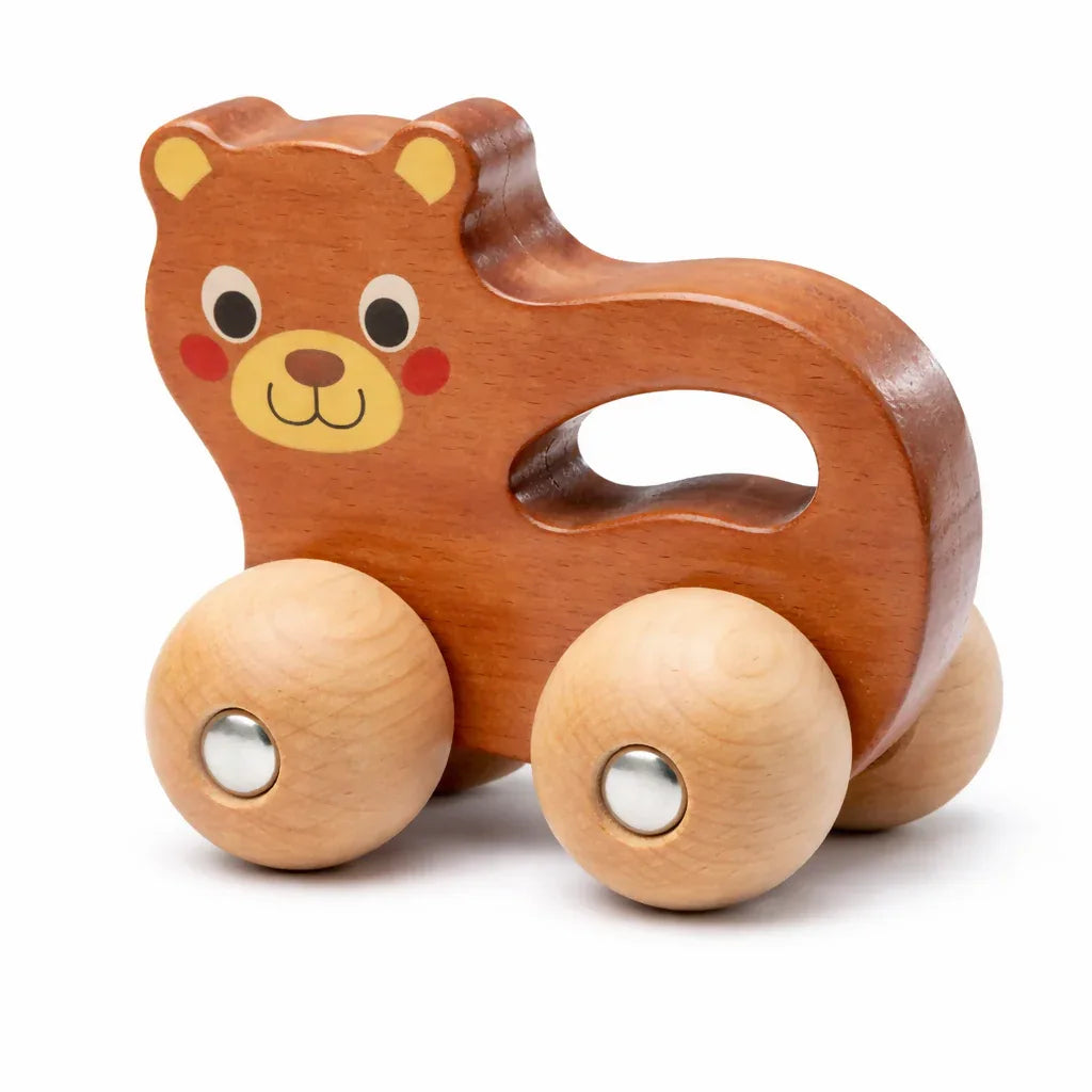 Wooden Bear Push Toy for Toddlers - Yalla Mart