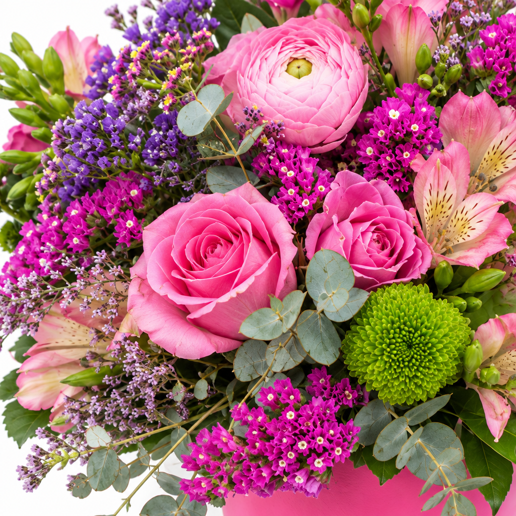 Pink Garden Bloom arrangement close-detail photo