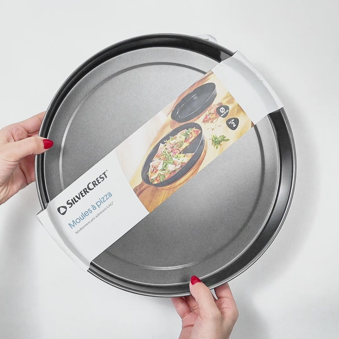 SilverCrest Pizza Baking Pan Set 2-Piece - Non-Stick Carbon Steel Pizza Trays