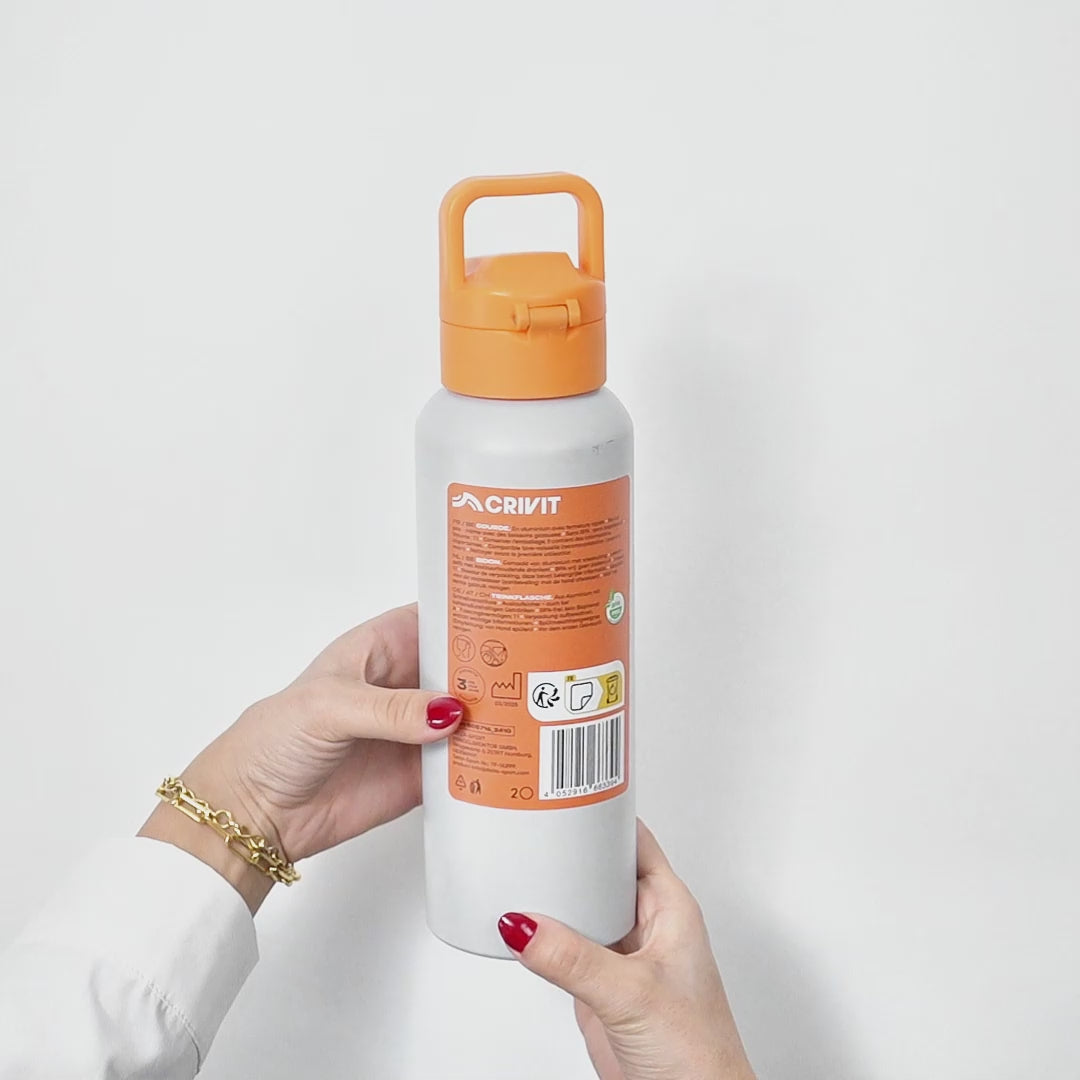 CRIVIT Sports Water Bottle 600-750ml - BPA-Free with Flip-Top Lid & Carry Handle