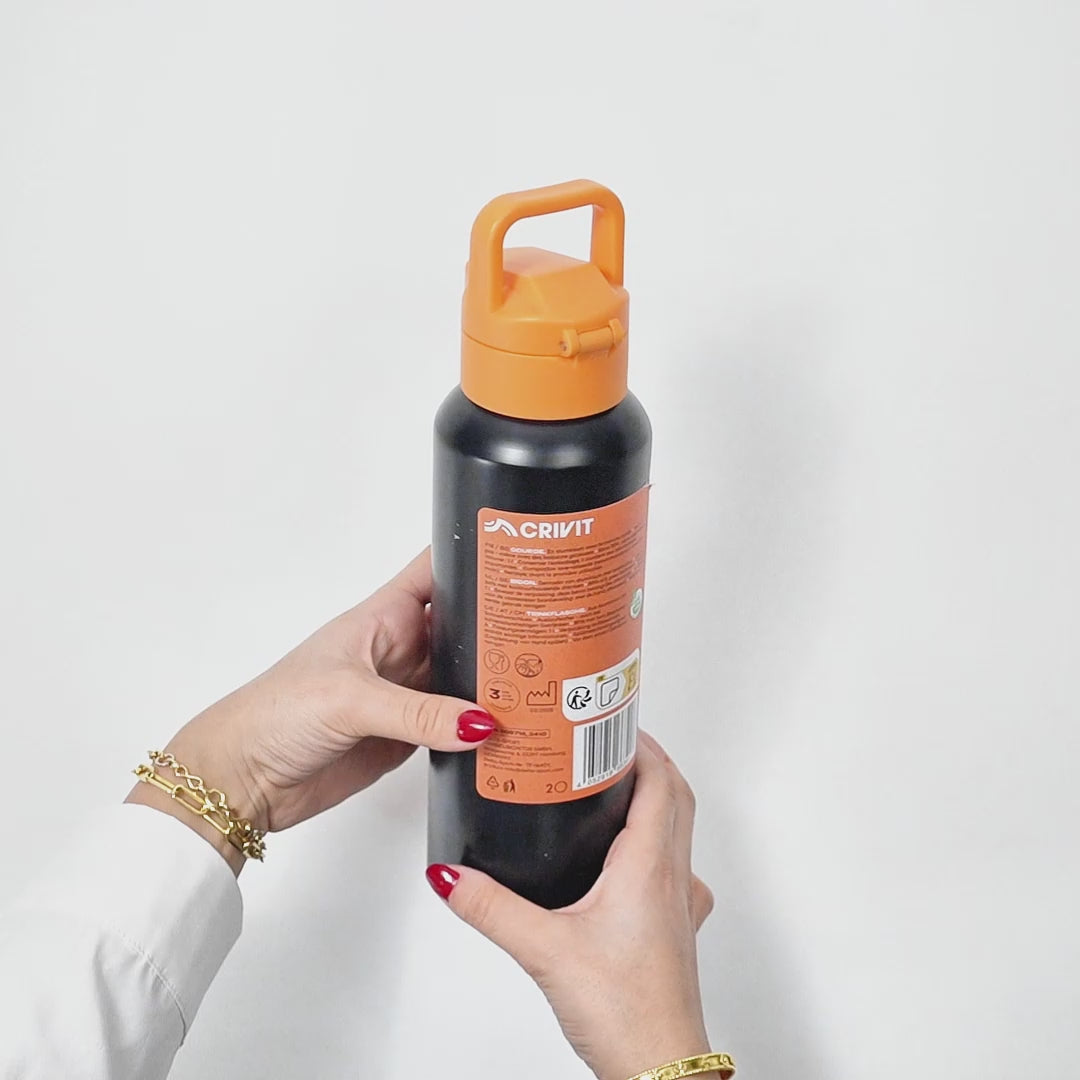 CRIVIT Sports Water Bottle 600-750ml - BPA-Free with Flip-Top Lid & Carry Handle