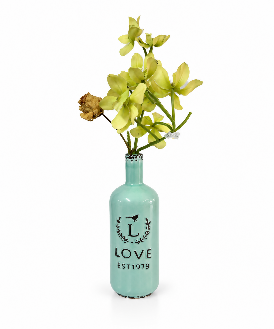 Vintage Mint Green “LOVE EST 1979” Ceramic Vase