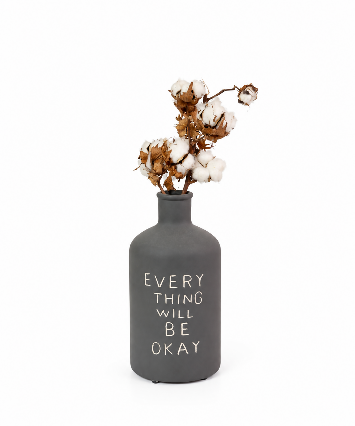 Charcoal “Everything Will Be Okay” Ceramic Vase