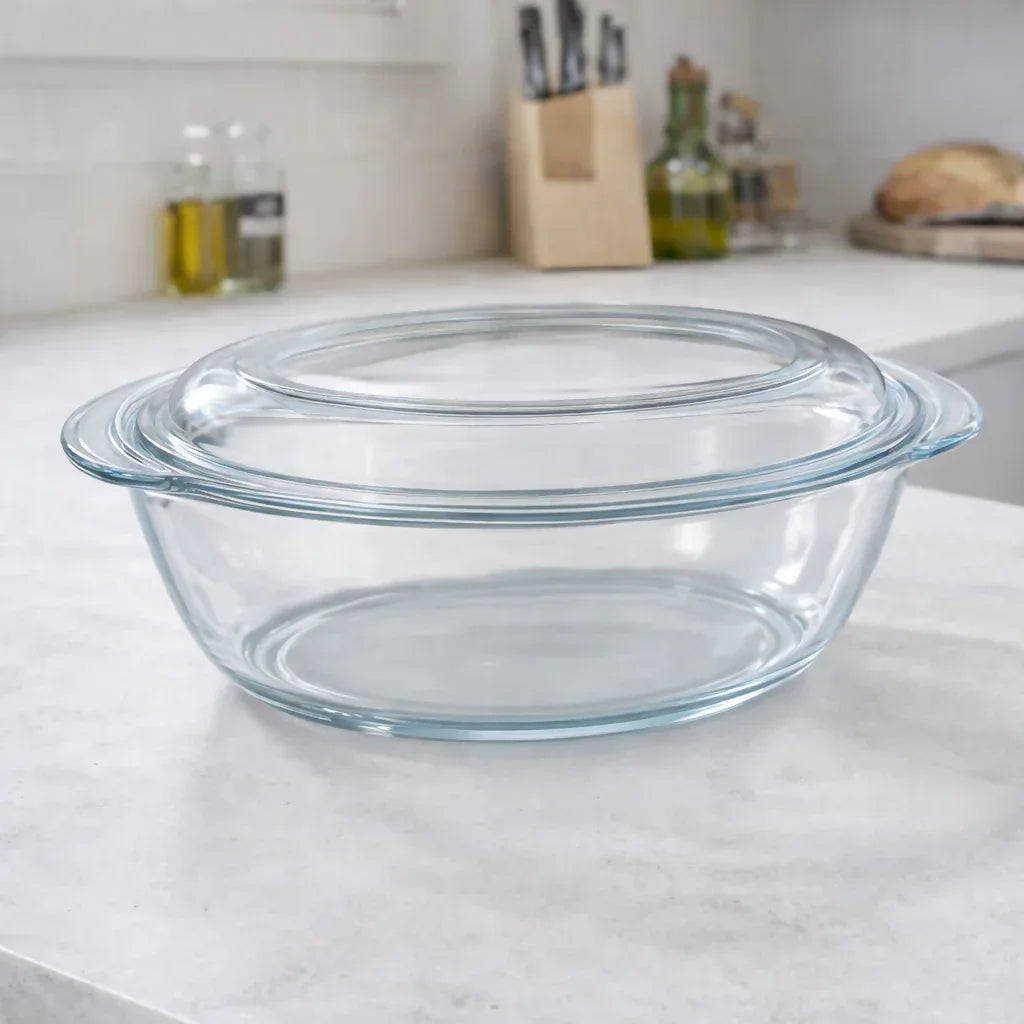 Glass Casserole Dish with Lid - 3L Borosilicate Baking Dish - Yalla Mart