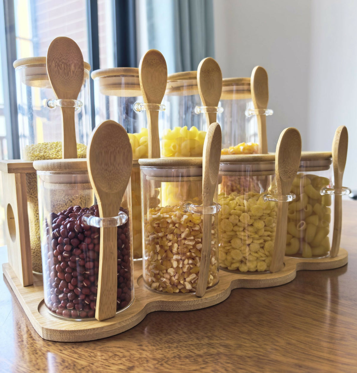 Airtight Glass Jar Set with Bamboo Rack