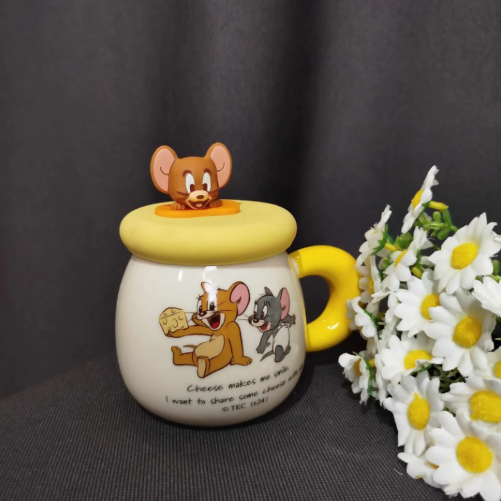 Tom & Jerry Ceramic Mug with Lid, 300 ml
