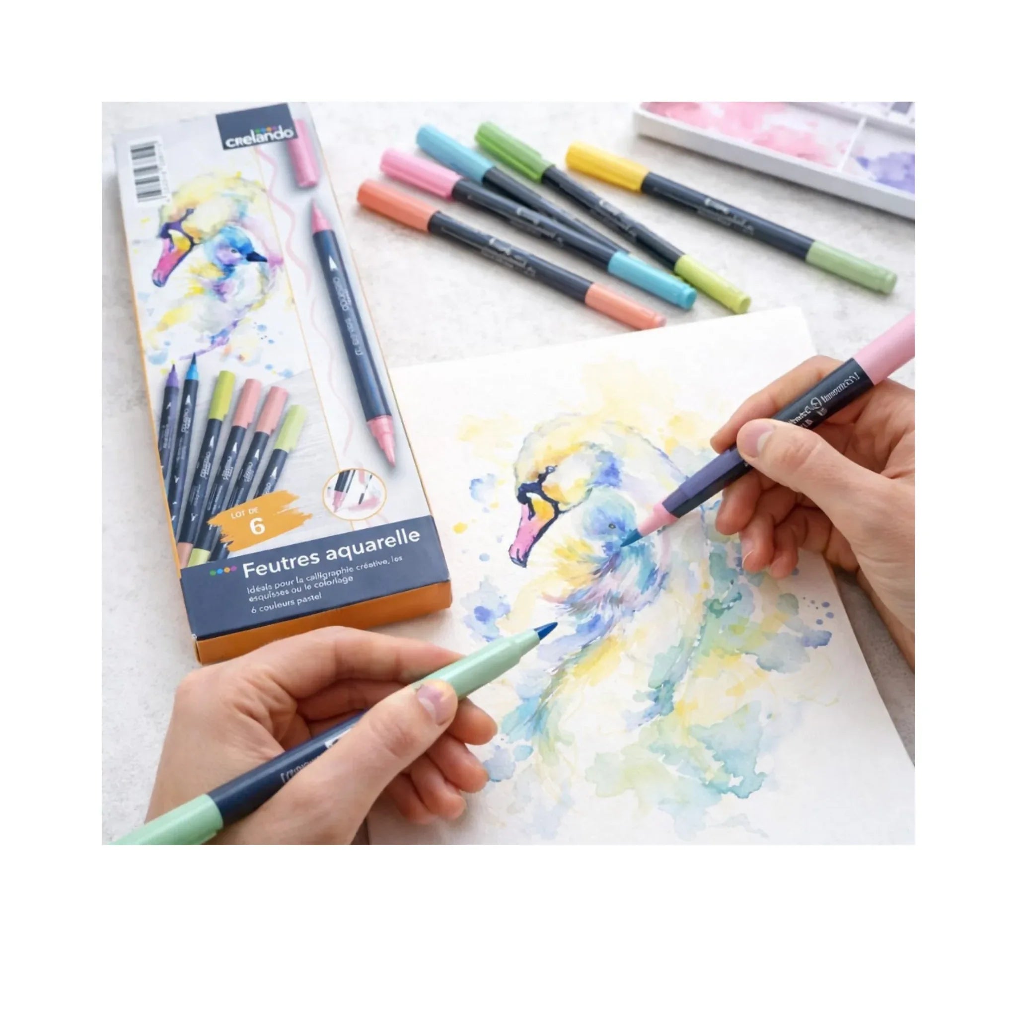 Watercolor Brush Pens – Pastel Colors, Set of 6