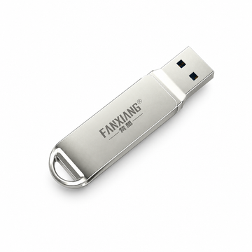 Silver swivel USB flash drive centered on white