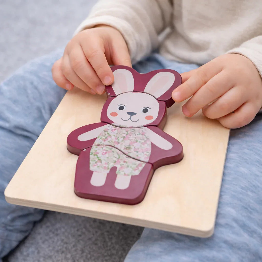 Wooden Bunny Puzzle – 5 Pieces (Lupilu) - Yalla Mart