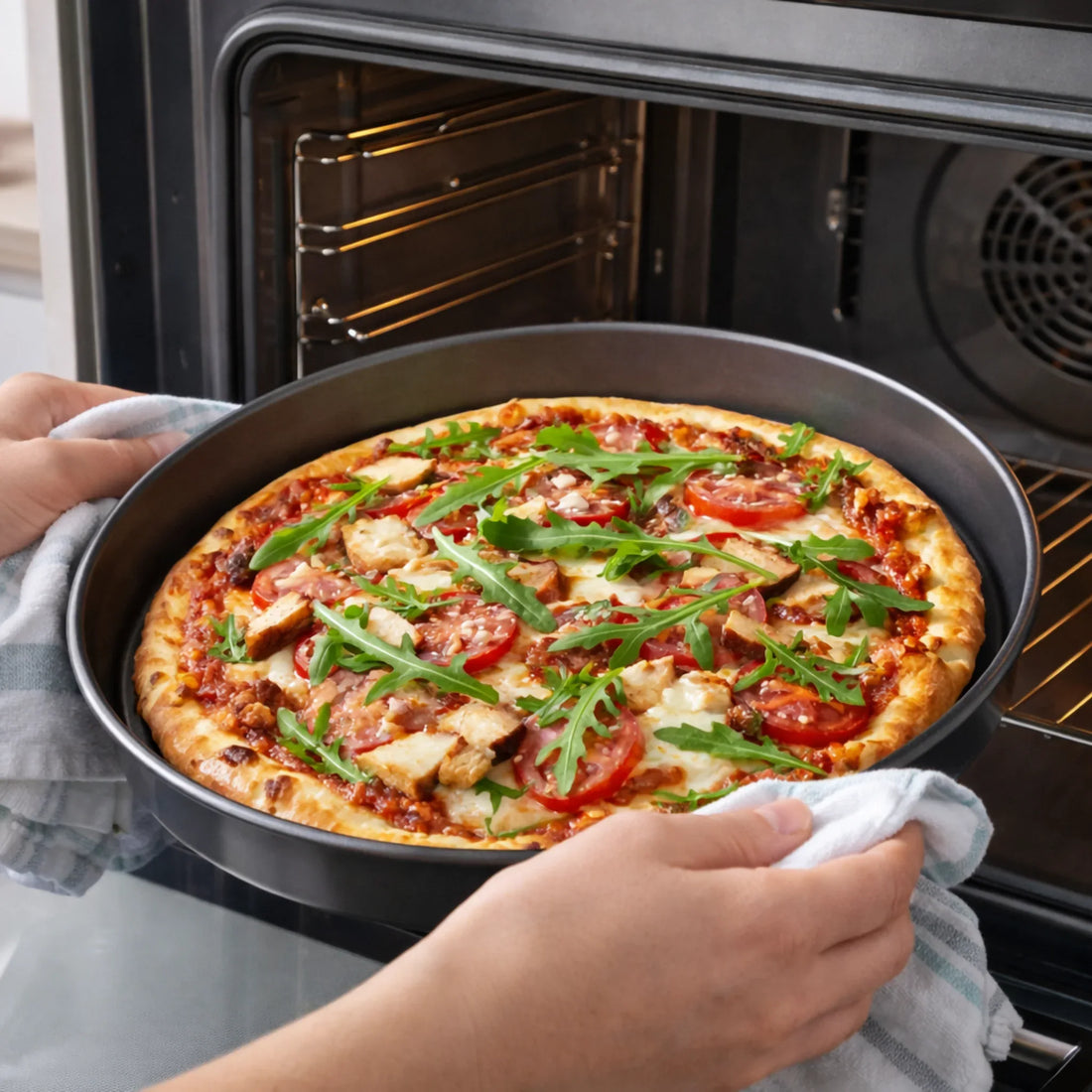 SilverCrest Pizza Baking Pan Set 2-Piece - Non-Stick Carbon Steel Pizza Trays - Yalla Mart