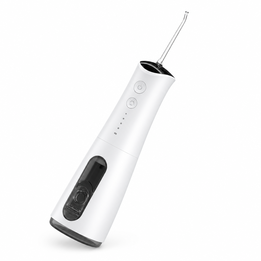 White cordless water flosser centered on white