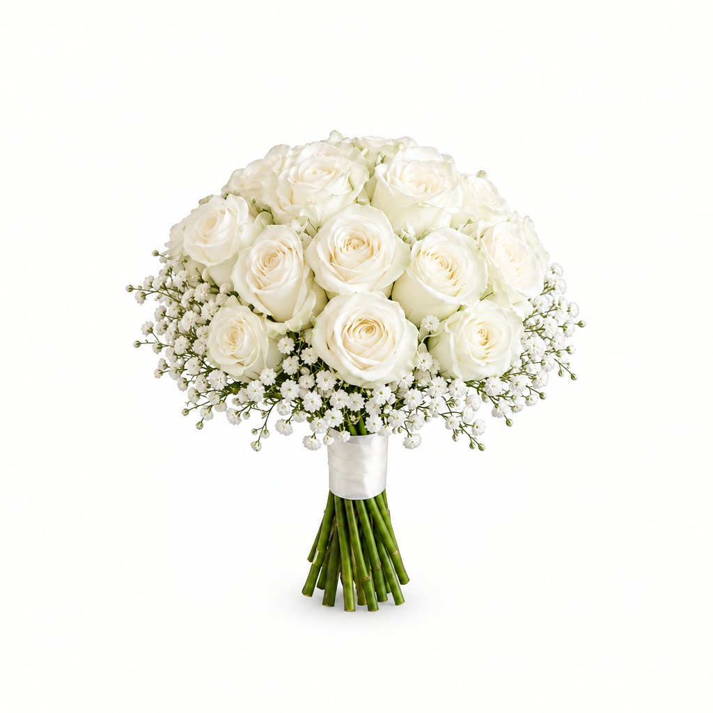 White rose wedding bouquet catalog image