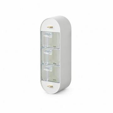 White spice box centered on a clean white background