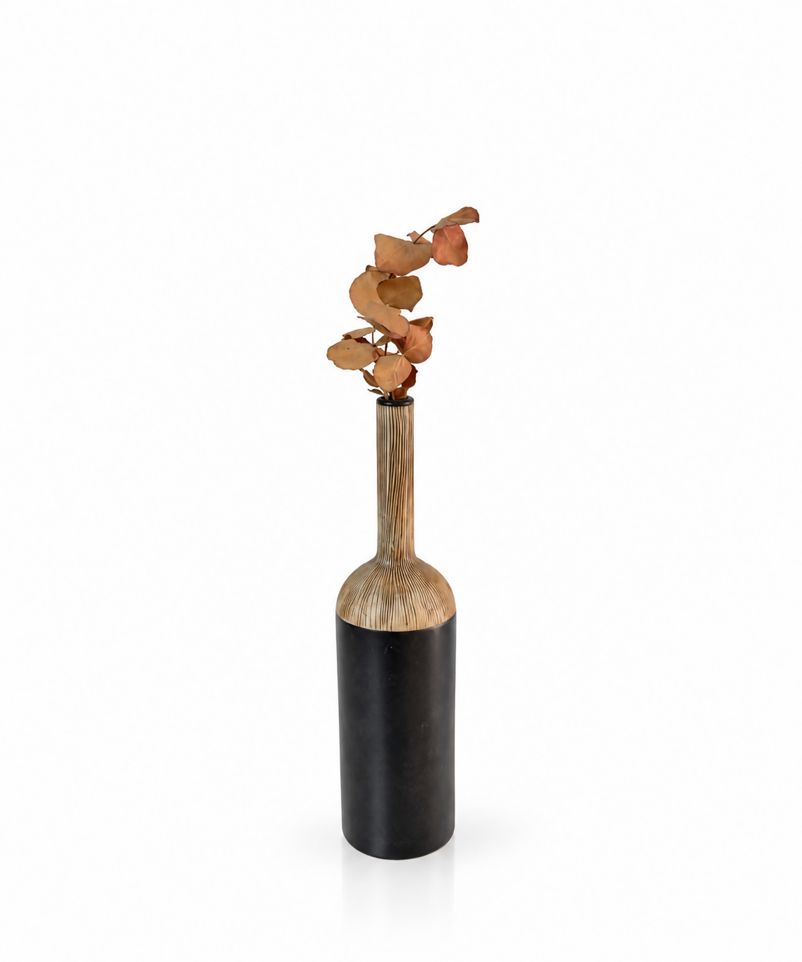 Tall Black Wood-Effect Ceramic Vase