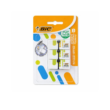 BIC Mini Plastic Erasers – Pack of 3, PVC-Free