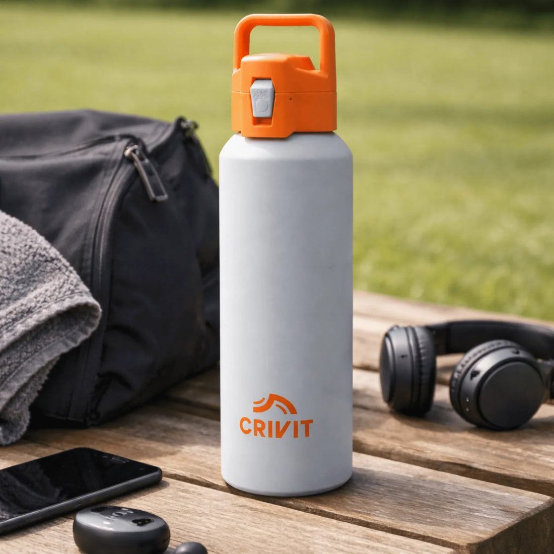 CRIVIT Sports Water Bottle 600-750ml - BPA-Free with Flip-Top Lid & Carry Handle - Yalla Mart