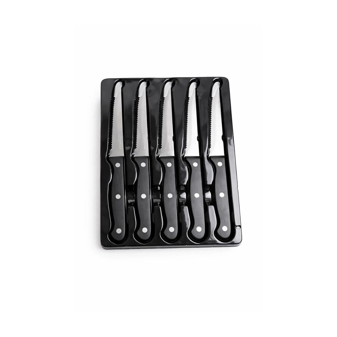SilverCrest Steak Knife Set - 6 Piece Serrated with Black Handles - Yalla Mart